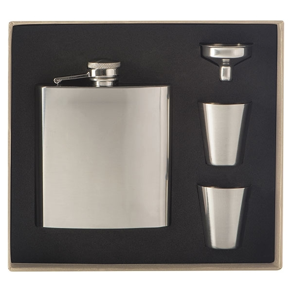 Logo trade advertising product photo of: Hip flask with 2 shot glasses SANDVIKEN 170 ml