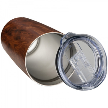 Logo trade promotional merchandise picture of: Stainless steel mug with wooden look COSTA RICA 550 ml