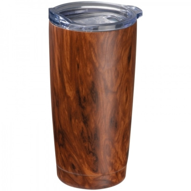 Logotrade promotional merchandise photo of: Stainless steel mug with wooden look COSTA RICA 550 ml