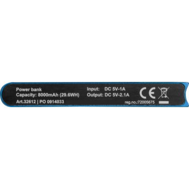 Logo trade advertising products image of: Power bank 8 000 mAh WOLFSBERG