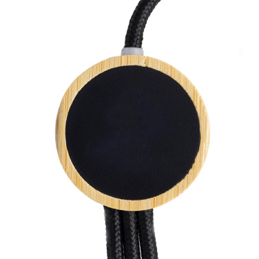 Logo trade advertising products picture of: 3-in-1 cable with elighted logo in a wooden casing, LH-ZMU06