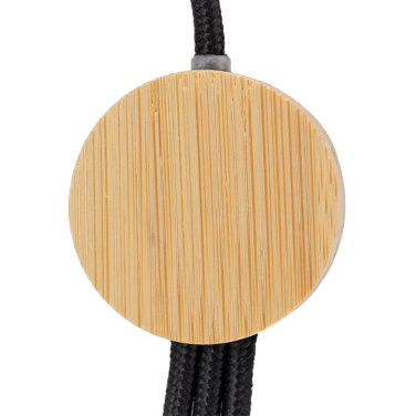 Logo trade advertising products image of: 3-in-1 cable with elighted logo in a wooden casing, LH-ZMU06