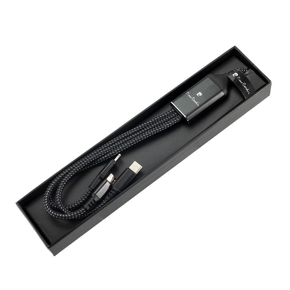 Logotrade promotional giveaway image of: 3 in 1 cable with elighted logo Pierre Cardin