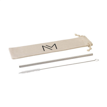 Logo trade advertising products image of: Reusable 1 piece ECO Straw Set stainless-steel straw