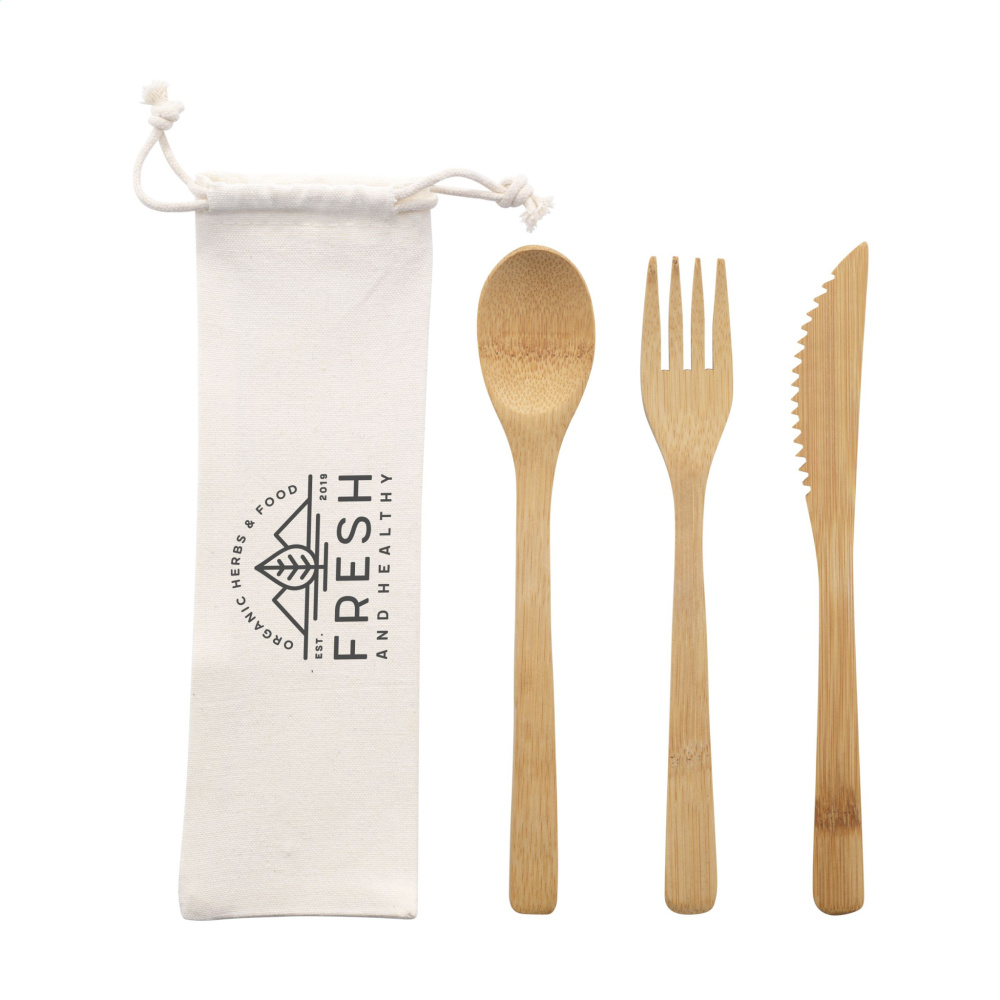 Logo trade promotional gift photo of: Bambu Cutlery Set
