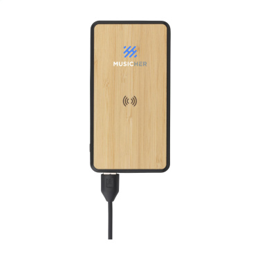 Logotrade promotional giveaway image of: Boru Bamboo RCS Recycled ABS Powerbank Wireless Charger