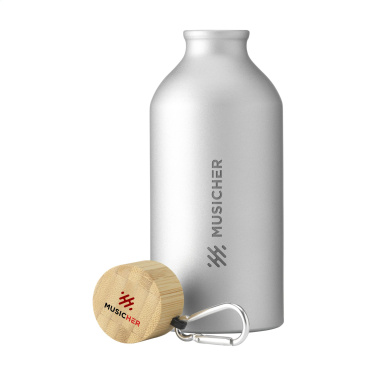 Logotrade promotional merchandise image of: AluBamboo GRS Recycled Alu 500 ml water bottle