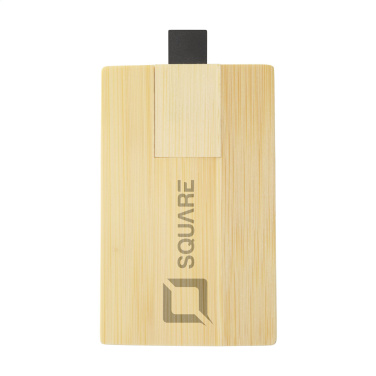 Logo trade corporate gifts image of: CreditCard USB Bamboo 8 GB