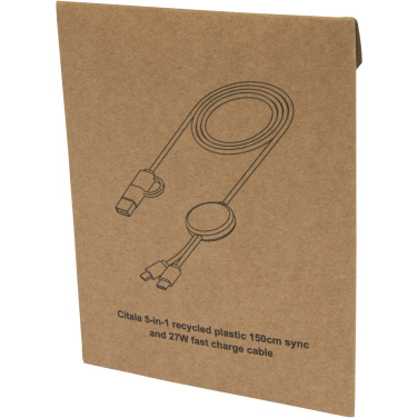Logo trade corporate gift photo of: Citala 5-in-1 recycled plastic 150 cm data sync and 27W fast charge cable