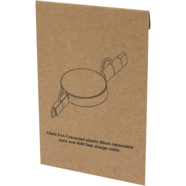 Logo trade advertising product photo of: Citala 5-in-1 recycled plastic 90 cm retractable data sync and 40W fast charge cable