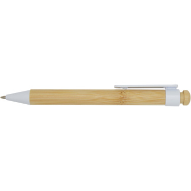 Logo trade business gifts image of: Rattan bamboo and recycled plastic ballpoint pen (black ink)