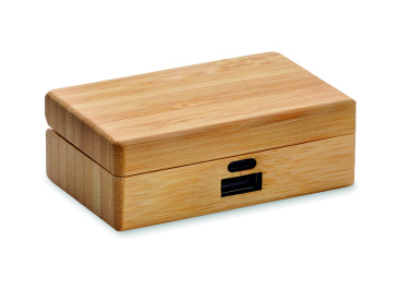 Logotrade promotional giveaway image of: TWS earbuds in bamboo case