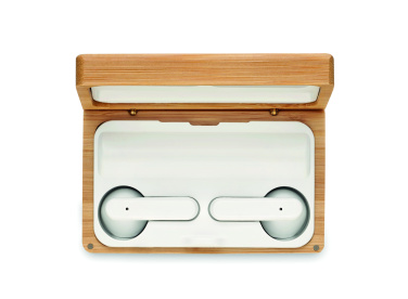 Logo trade promotional merchandise photo of: TWS earbuds in bamboo case