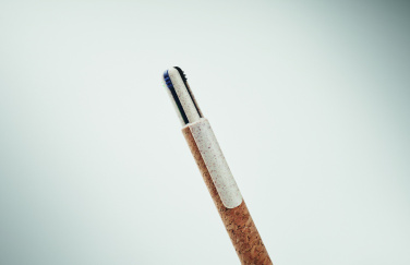 Logo trade promotional giveaways picture of: Cork 4-colour ink ball pen