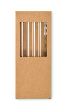 Logo trade advertising products image of: 4 reusable glass straws