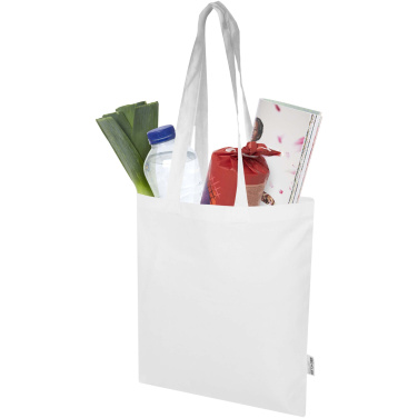 Logo trade business gifts image of: Madras Blend 140 g/m² GRS recycled cotton tote bag 7L