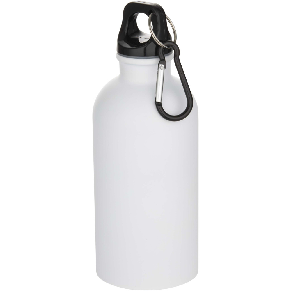 Logo trade promotional gifts picture of: Oregon 400 ml matte RCS recycled single wall stainless steel water bottle with carabiner