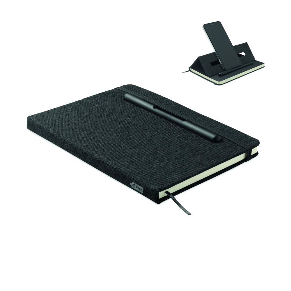 Logo trade promotional products picture of: A5 notebook with phone holder