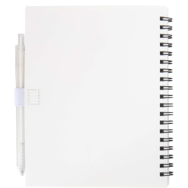 Logotrade promotional product picture of: Niove recycled plastic soft cover notebook and ballpoint pen set (blue ink)