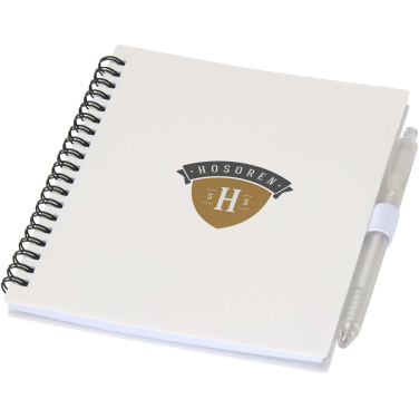 Logo trade promotional products image of: Niove recycled plastic soft cover notebook and ballpoint pen set (blue ink)