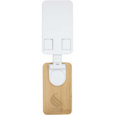 Logo trade promotional product photo of: Alfirk recycled plastic foldeable desk phone stand with bamboo details