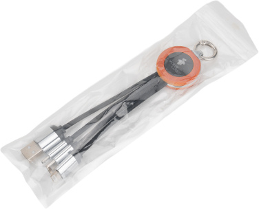 Logo trade corporate gifts picture of: 4-in-1 cable with elighted logo in a wooden casing