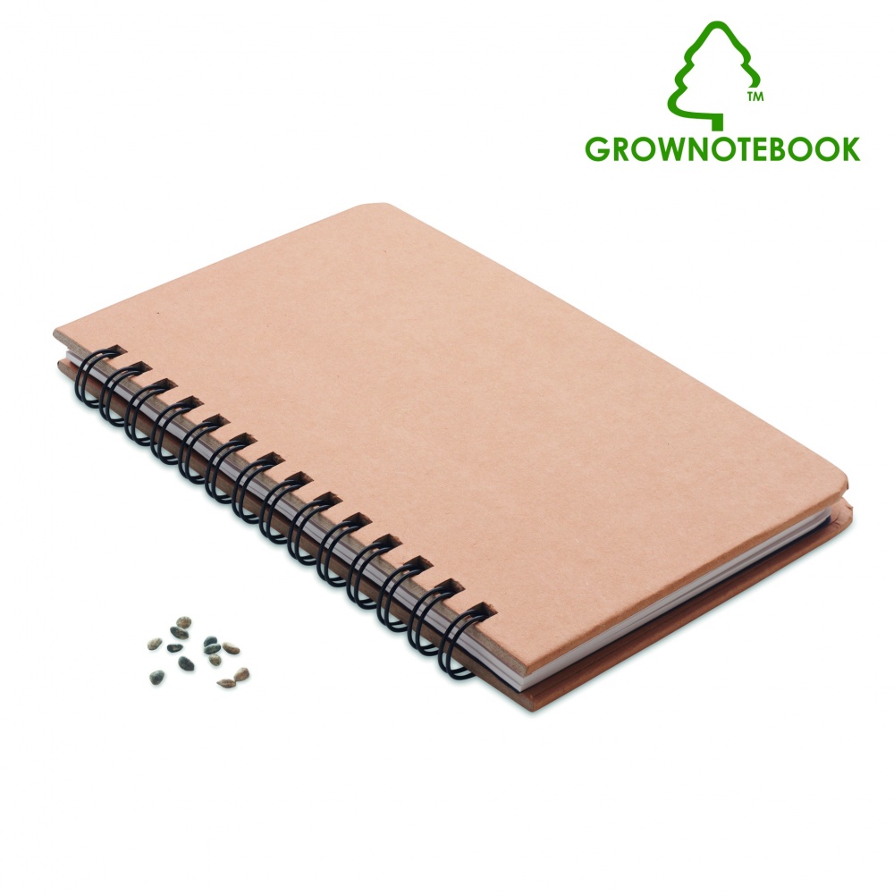 Logo trade firmakingi pilt: A5 männipuu GROWNOTEBOOK™