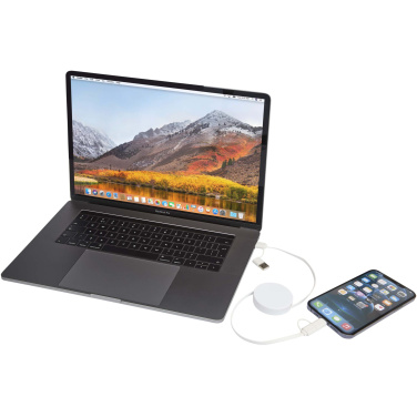 Логотрейд pекламные cувениры картинка: Citala выдвижной кабель 5-в-1 из переработанной пластмассы длиной 90 см для синхронизации данных и быстрой зарядки мощностью 40 Вт